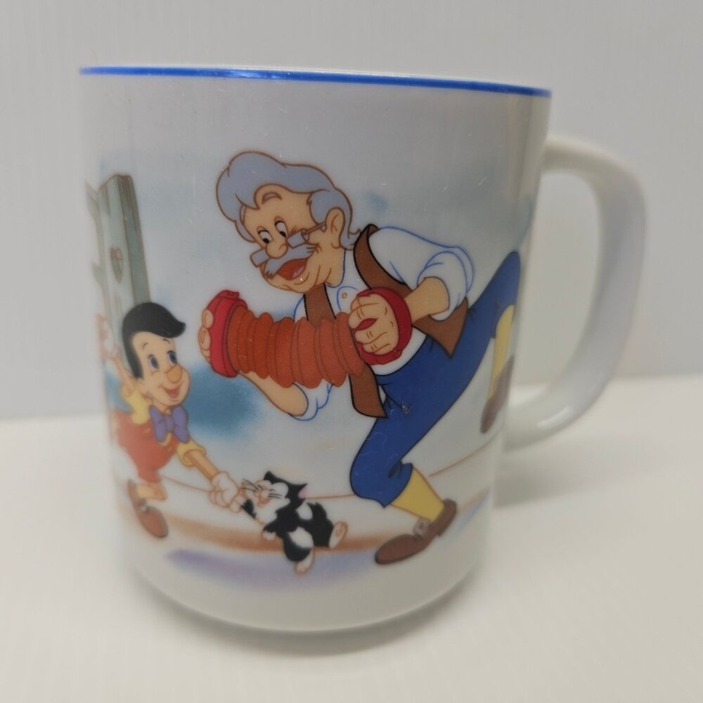 Pinocchio Disneyland Japan Ceramic Mug With Jiminy Cricket and Geppetto